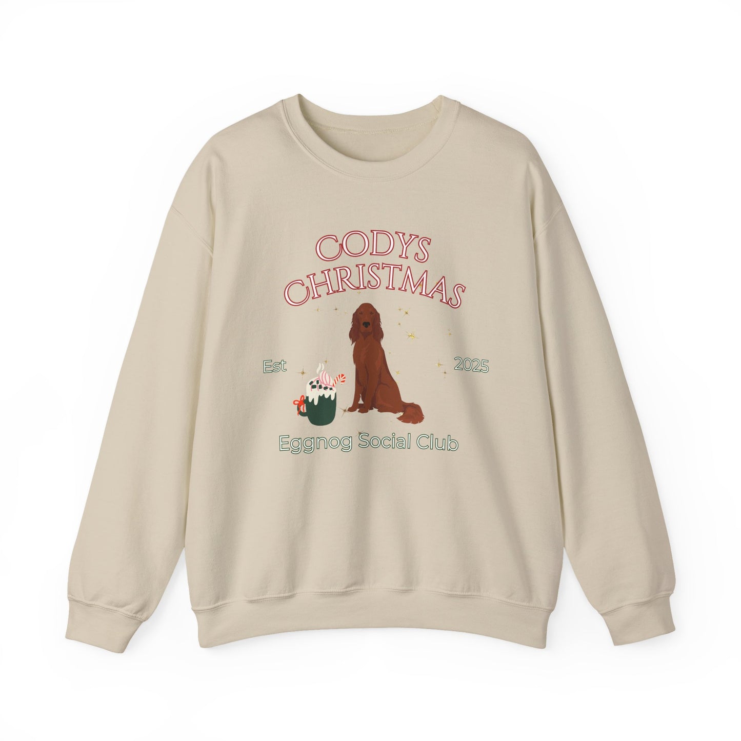 Irish Setter Dog Christmas Social Club Unisex Heavy Blend Crewneck Sweatshirt Custom Name