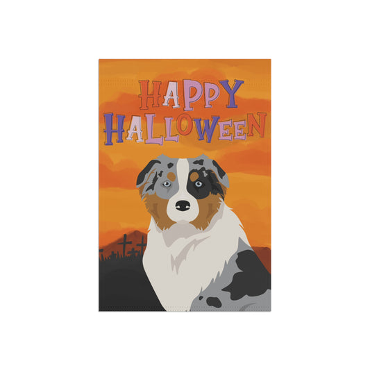 Australian Shepherd Dog Halloween Garden Flag