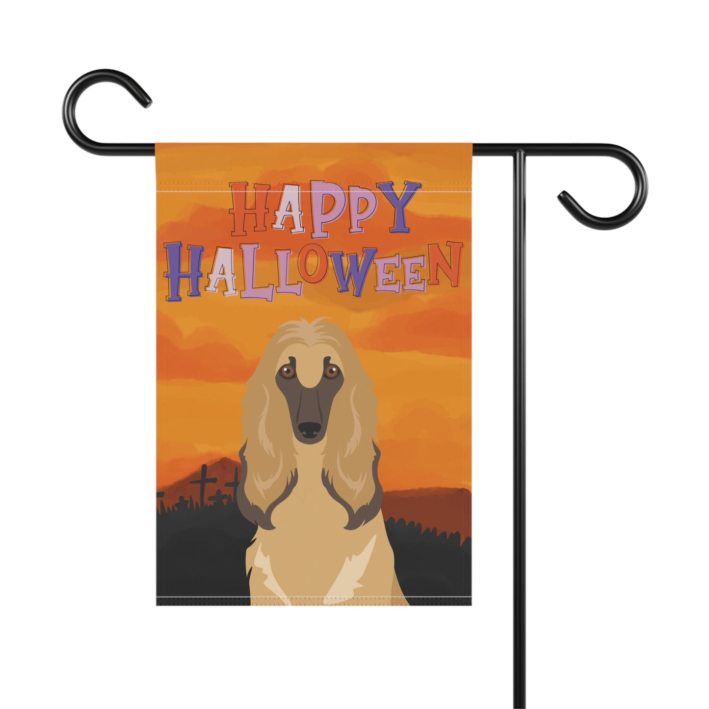Afghan Hound Dog Halloween Garden Flag