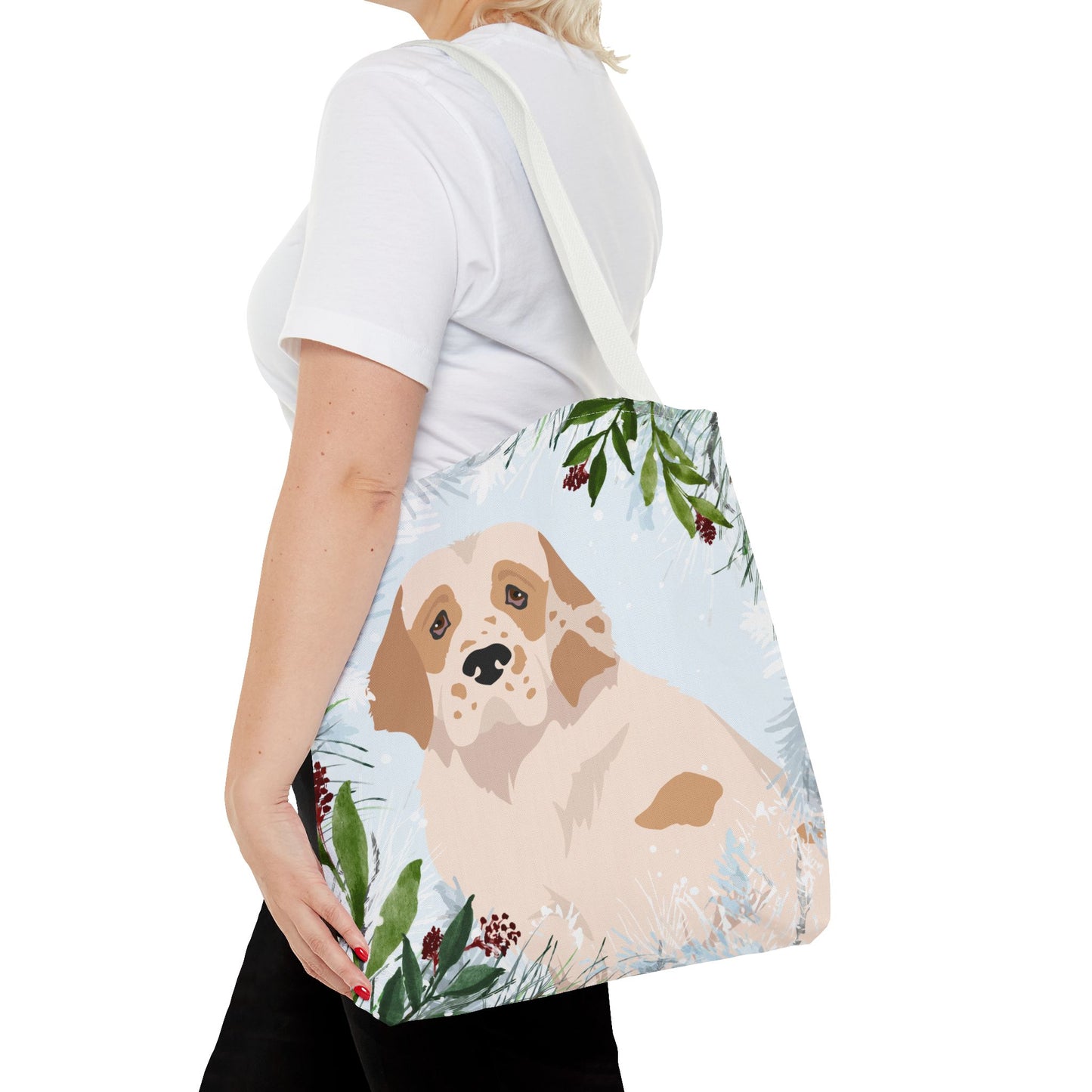 Clumber Spaniel Dog Christmas Holiday Tote Bag 16x16