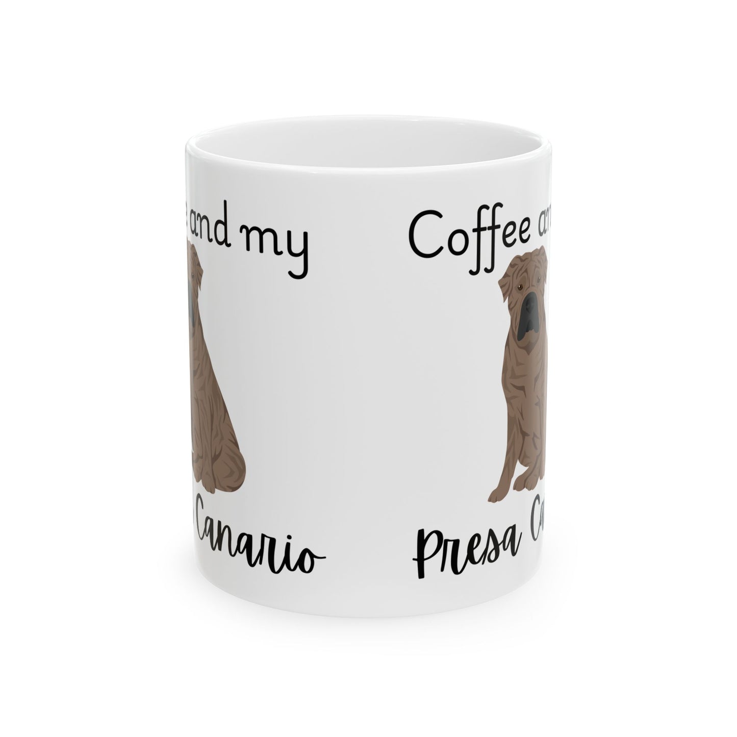 Coffee and My Presa Canario Ceramic Mug | Dog Lover Gift, Pet Owner Cup, Cute Mug for Dog Moms, Funny Mug for Coffee Lovers