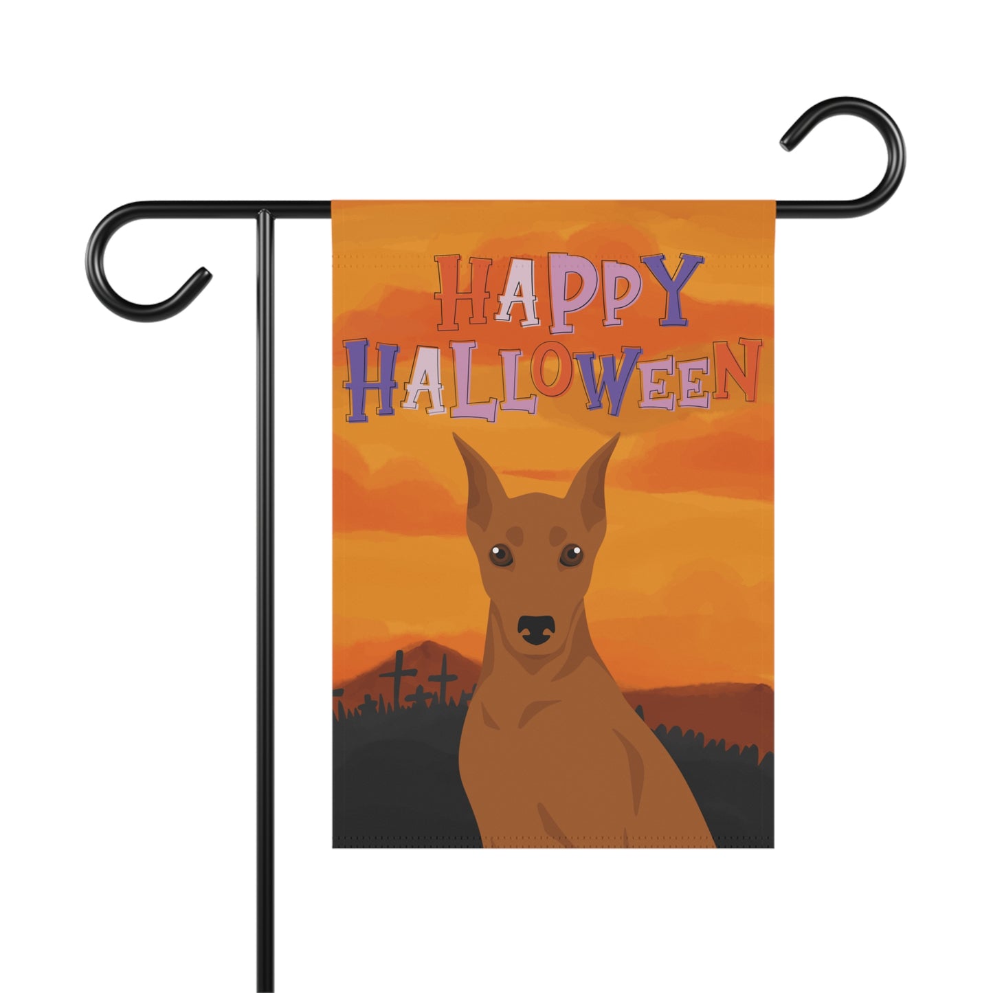 German Pinscher Dog Halloween Garden Flag