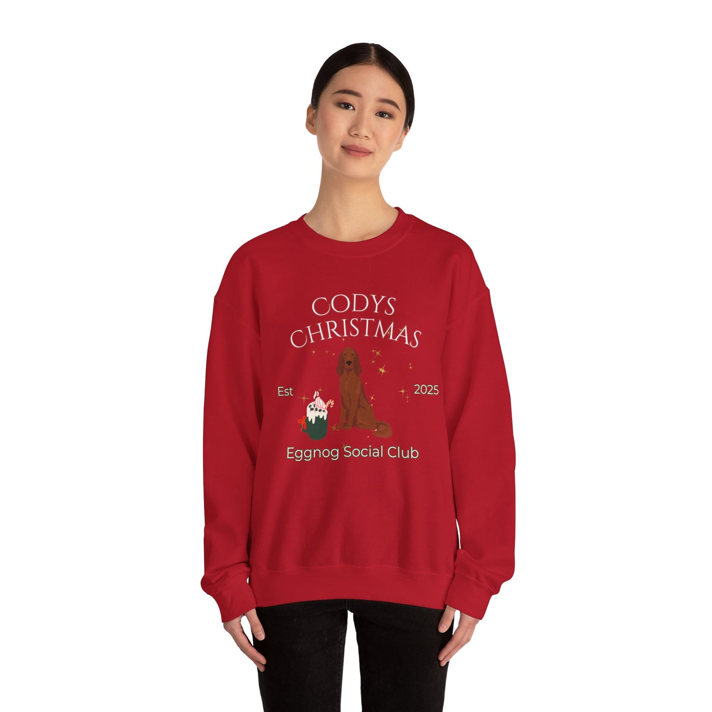 Irish Setter Dog Christmas Social Club Unisex Heavy Blend Crewneck Sweatshirt Custom Name