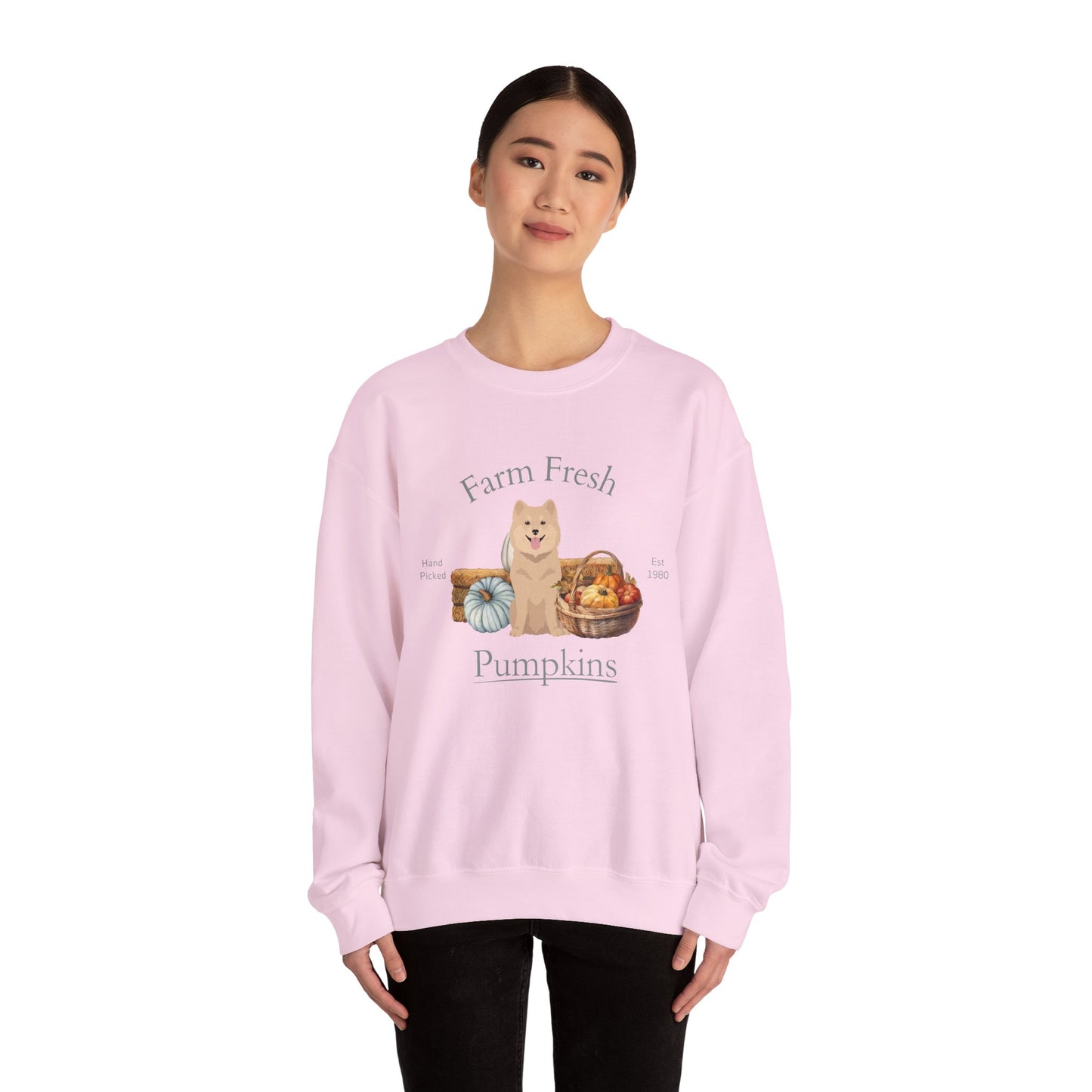 Finnish Lapphund Dog Fall Farm Fresh Unisex Heavy Blend Crewneck Sweatshirt