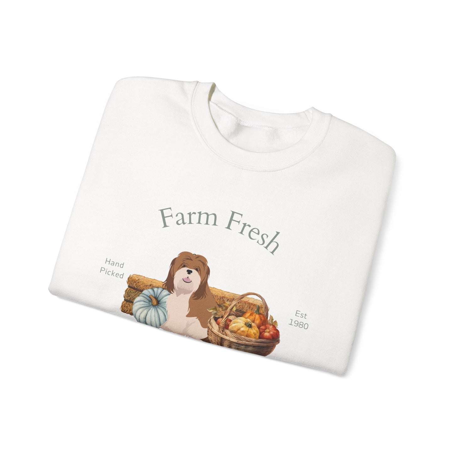 Lhasa Apso Dog Fall Farm Fresh Unisex Heavy Blend Crewneck Sweatshirt