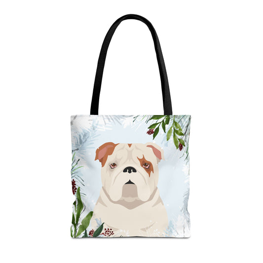 Bulldog Dog Christmas Holiday Tote Bag 16x16