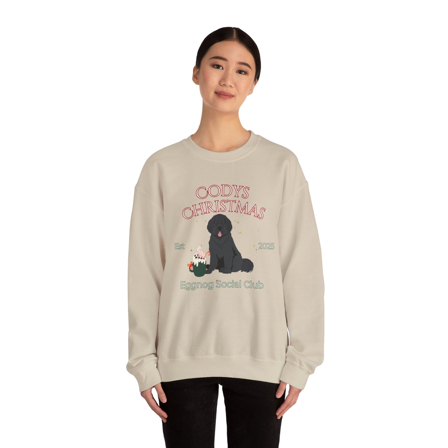 Newfoundland Dog Christmas Social Club Unisex Heavy Blend Crewneck Sweatshirt Custom Name