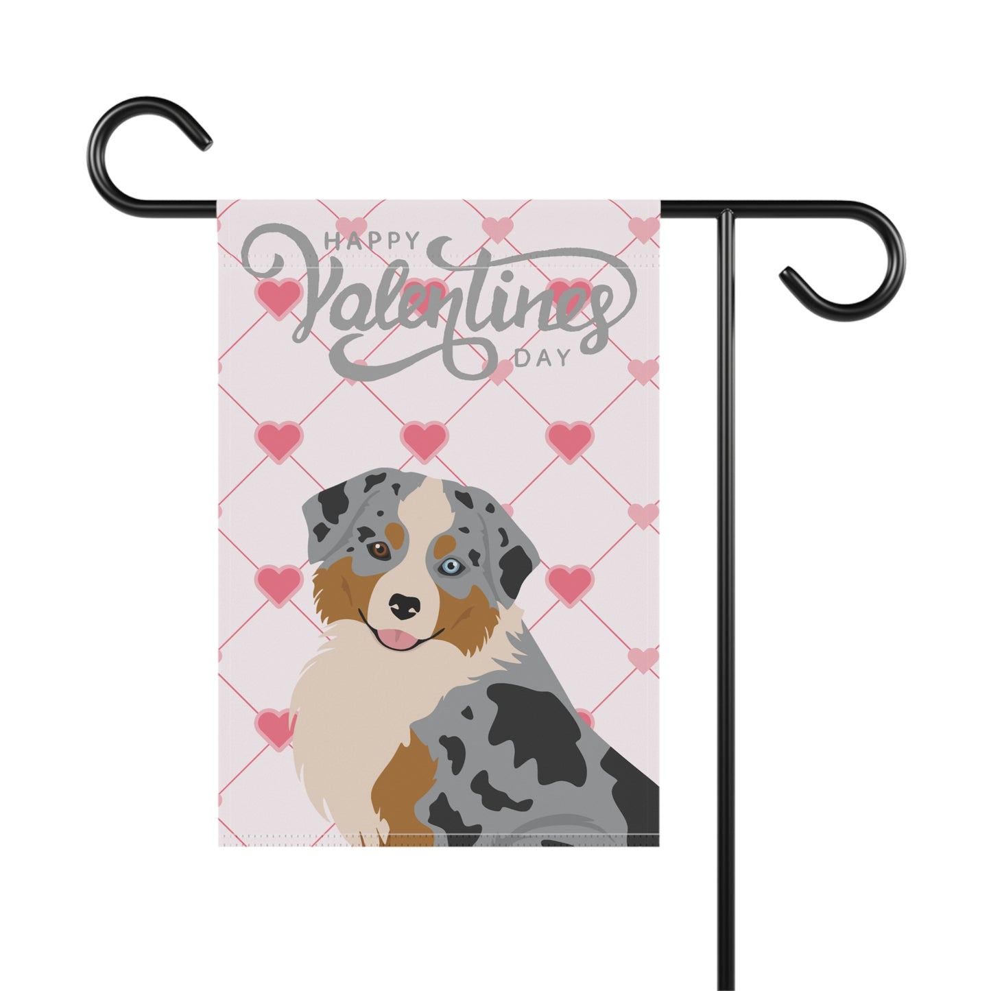 Mini American Shepherd Dog Valentines Day Garden Flag