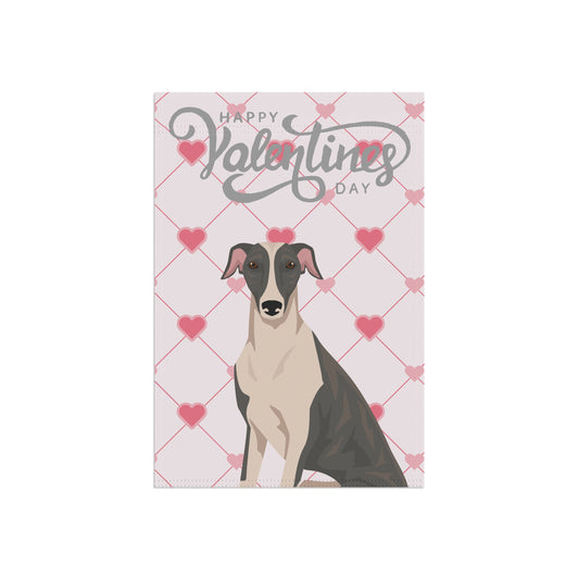 Greyhound Dog Valentines Day Garden Flag
