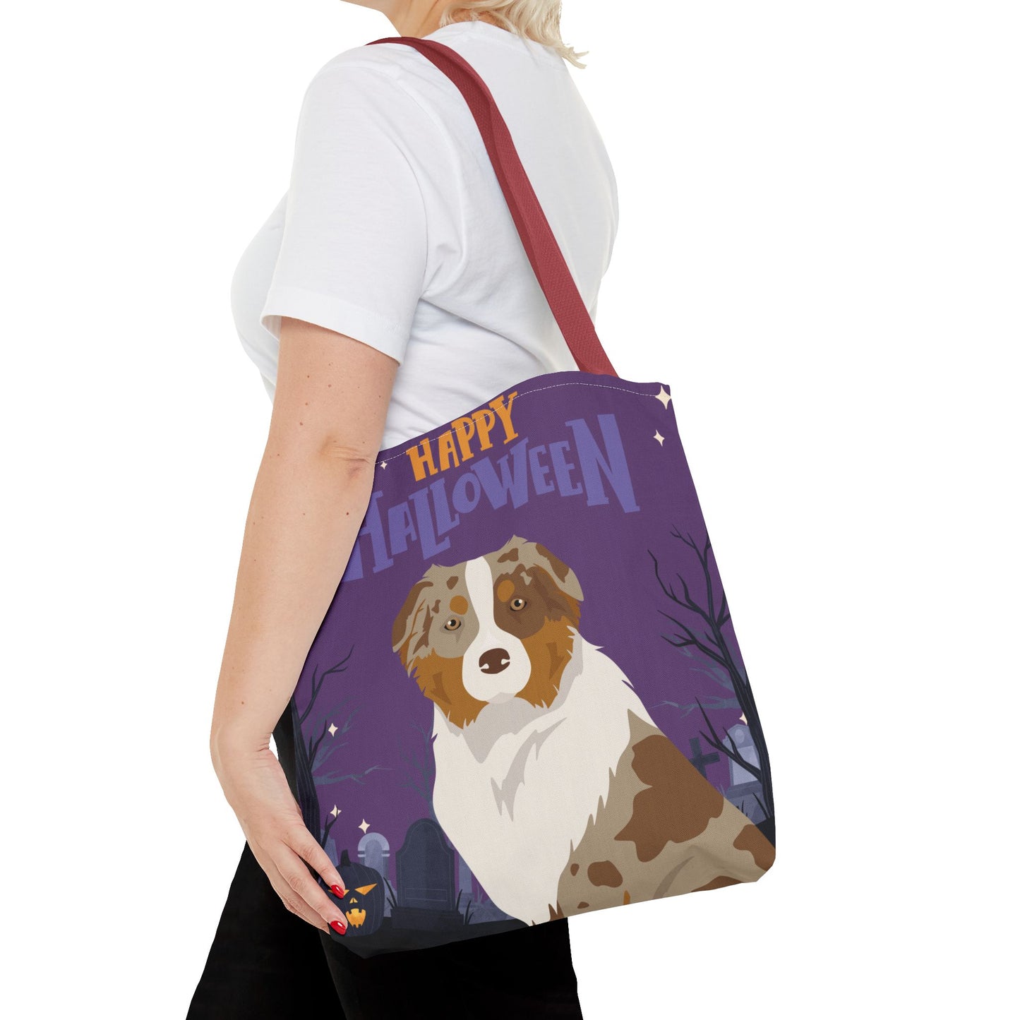 Australian Shepherd Dog Happy Halloween Tote Bag 16x16
