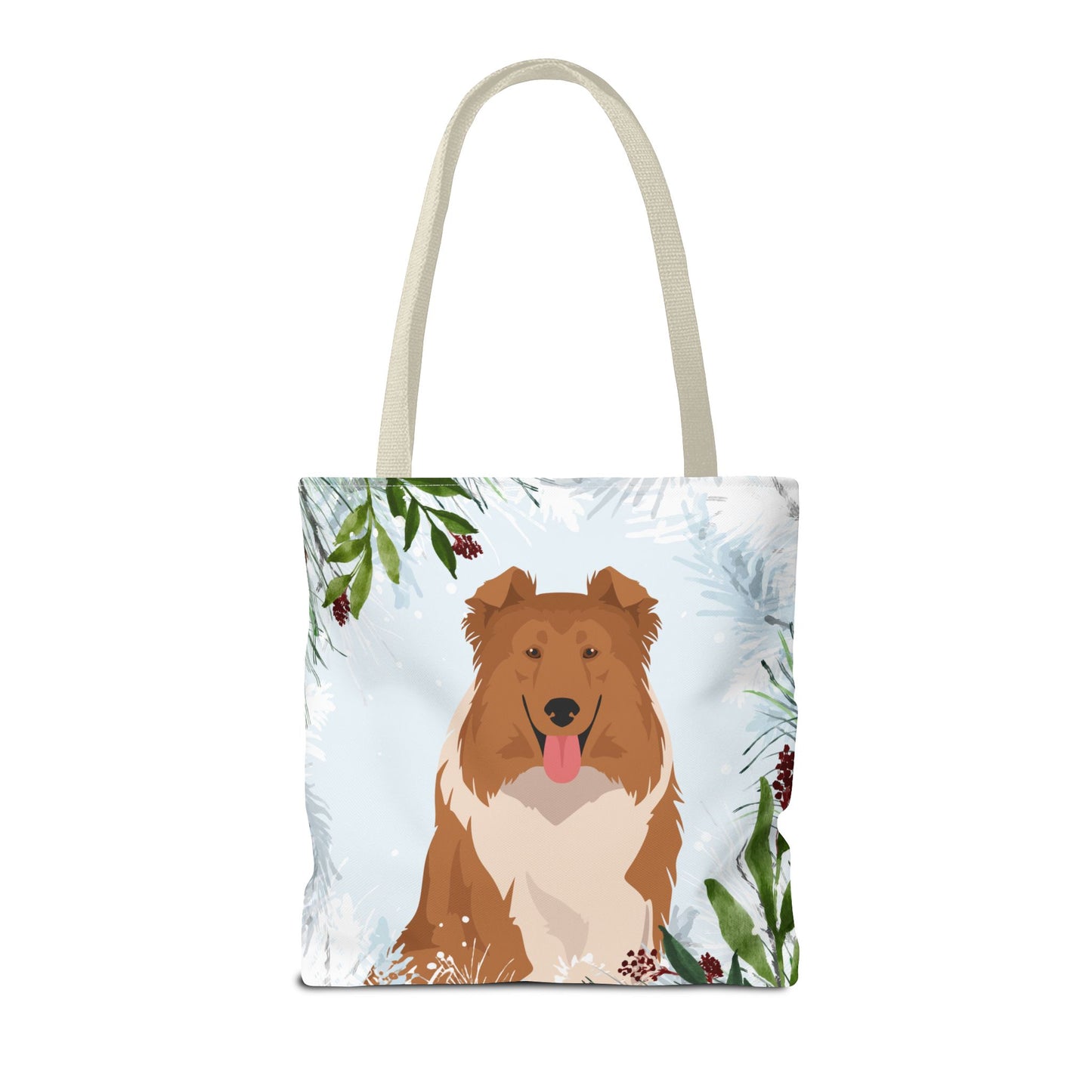 Collie Dog Christmas Holiday Tote Bag 16x16