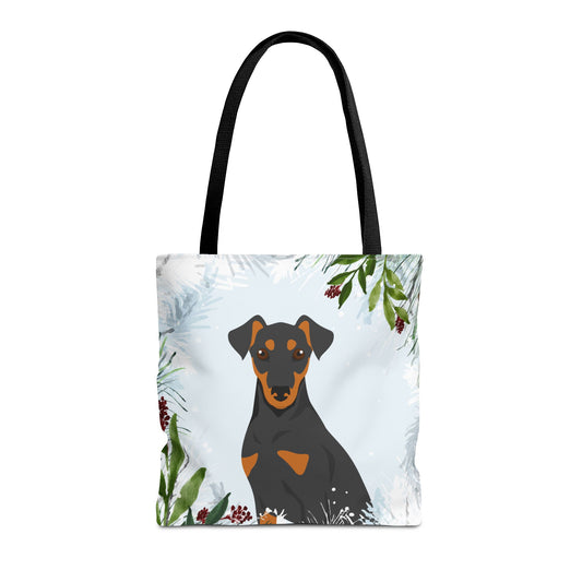 German Pinscher Dog Christmas Holiday Tote Bag 16x16
