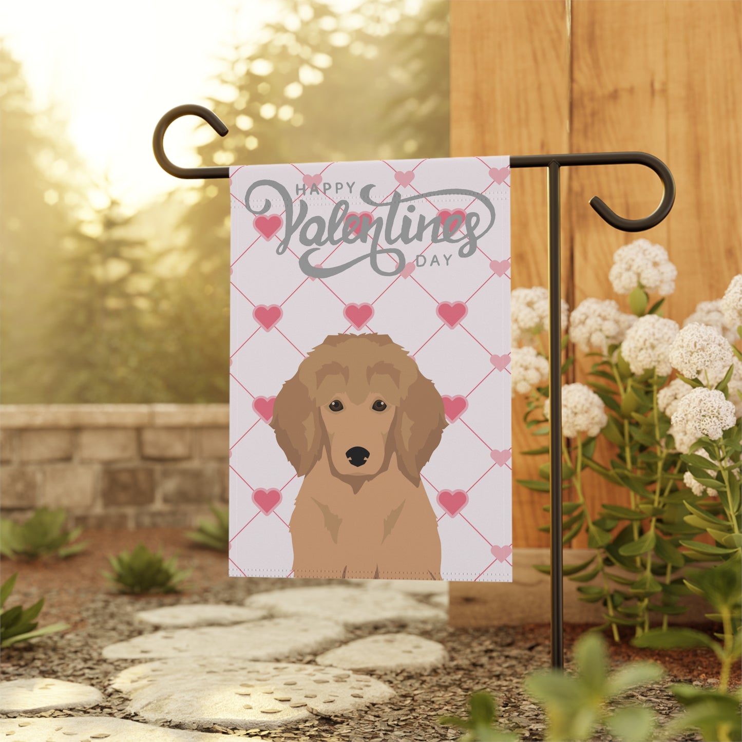 Poodle Dog Valentines Day Garden Flag
