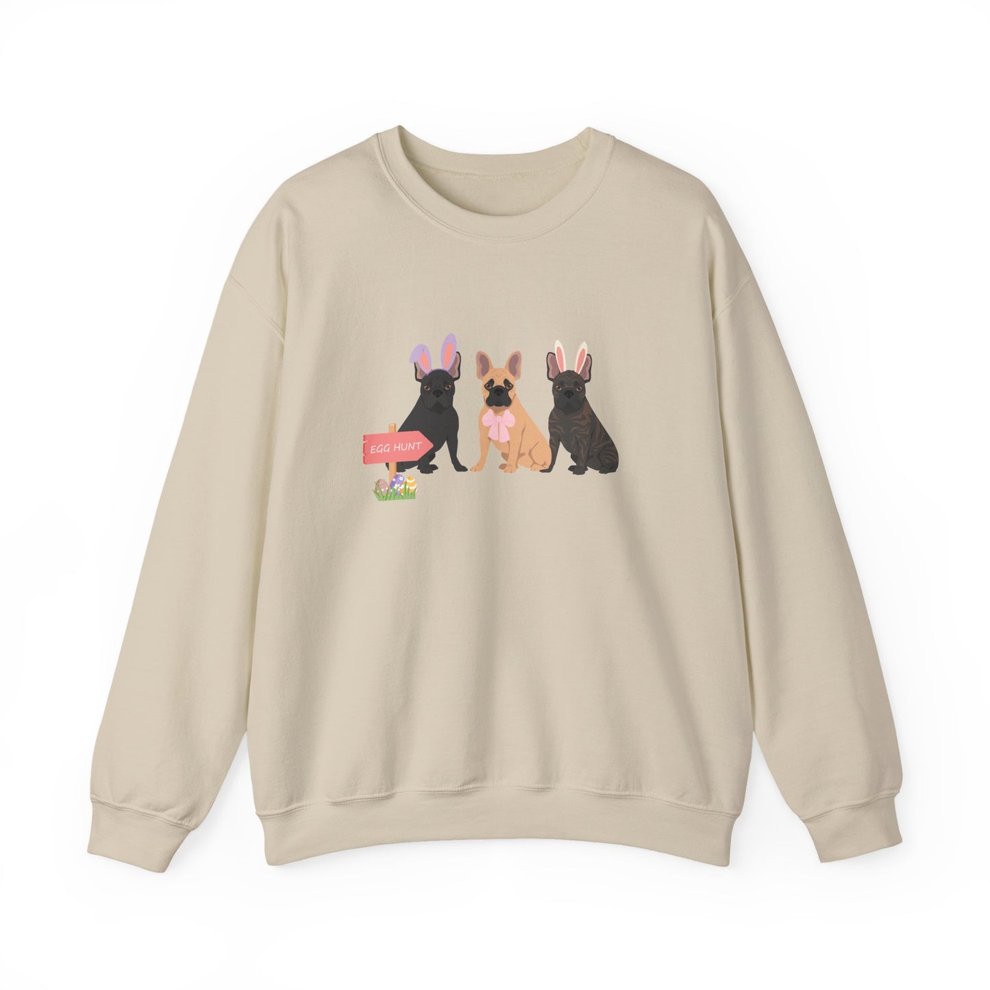 French Bulldog Dog Easter Unisex Heavy Blend Crewneck Sweatshirt, easter, Cute Dog Mom Gift