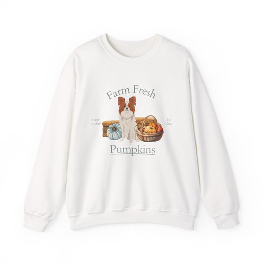 Papillon Dog Fall Farm Fresh Unisex Heavy Blend Crewneck Sweatshirt