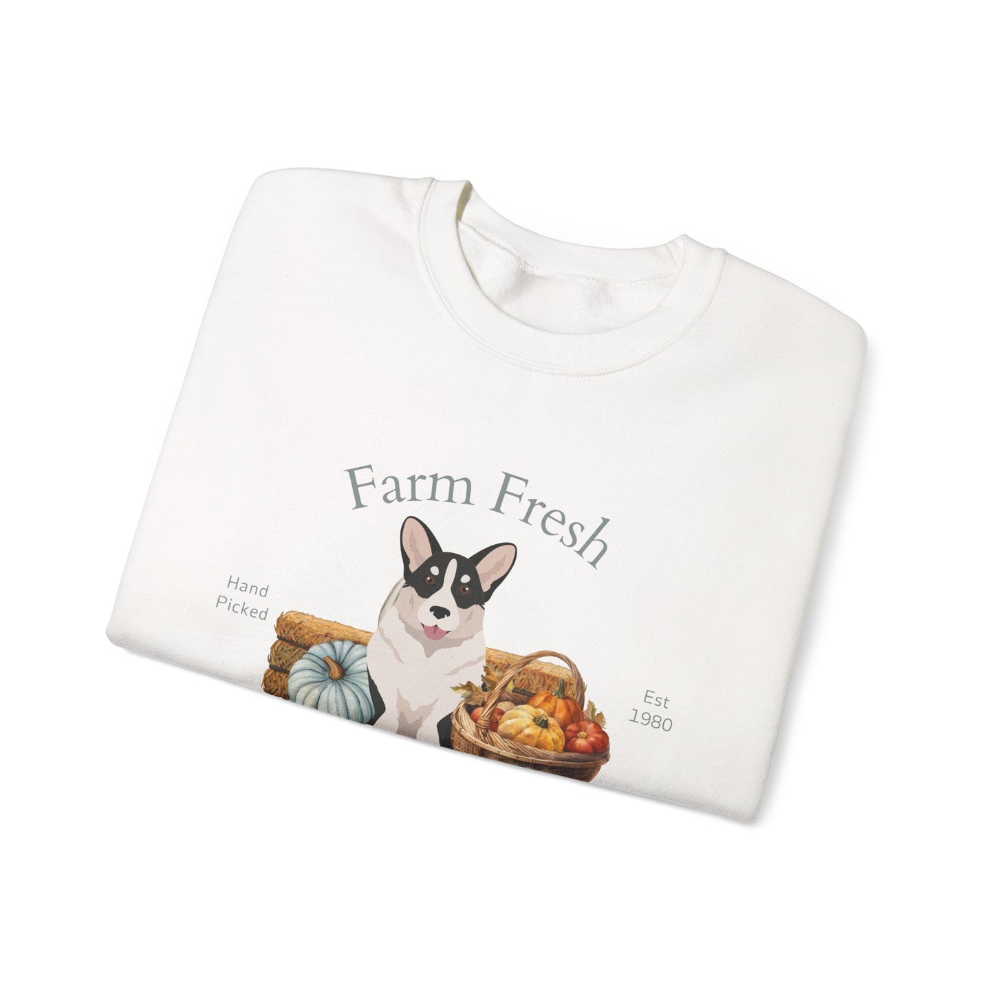 Cardigan Welsh Corgi Dog Fall Farm Fresh Unisex Heavy Blend Crewneck Sweatshirt