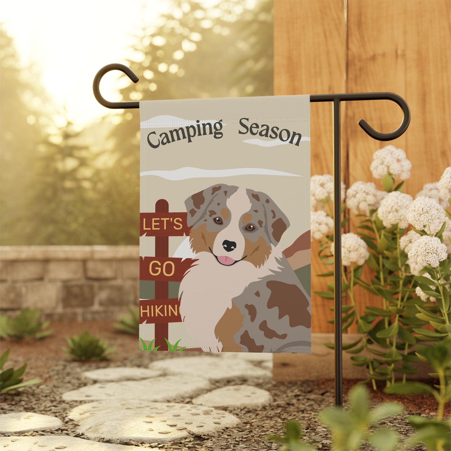 Miniature American Shepherd Dog Camping Garden Flag