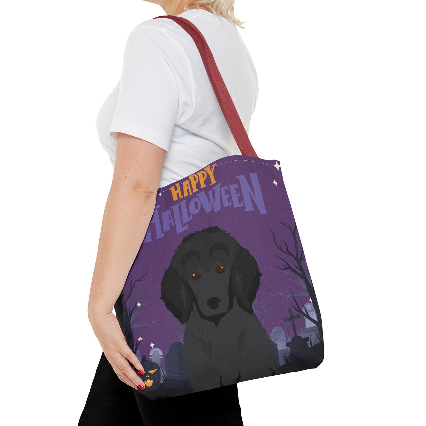 Poodle Dog Happy Halloween Tote Bag 16x16