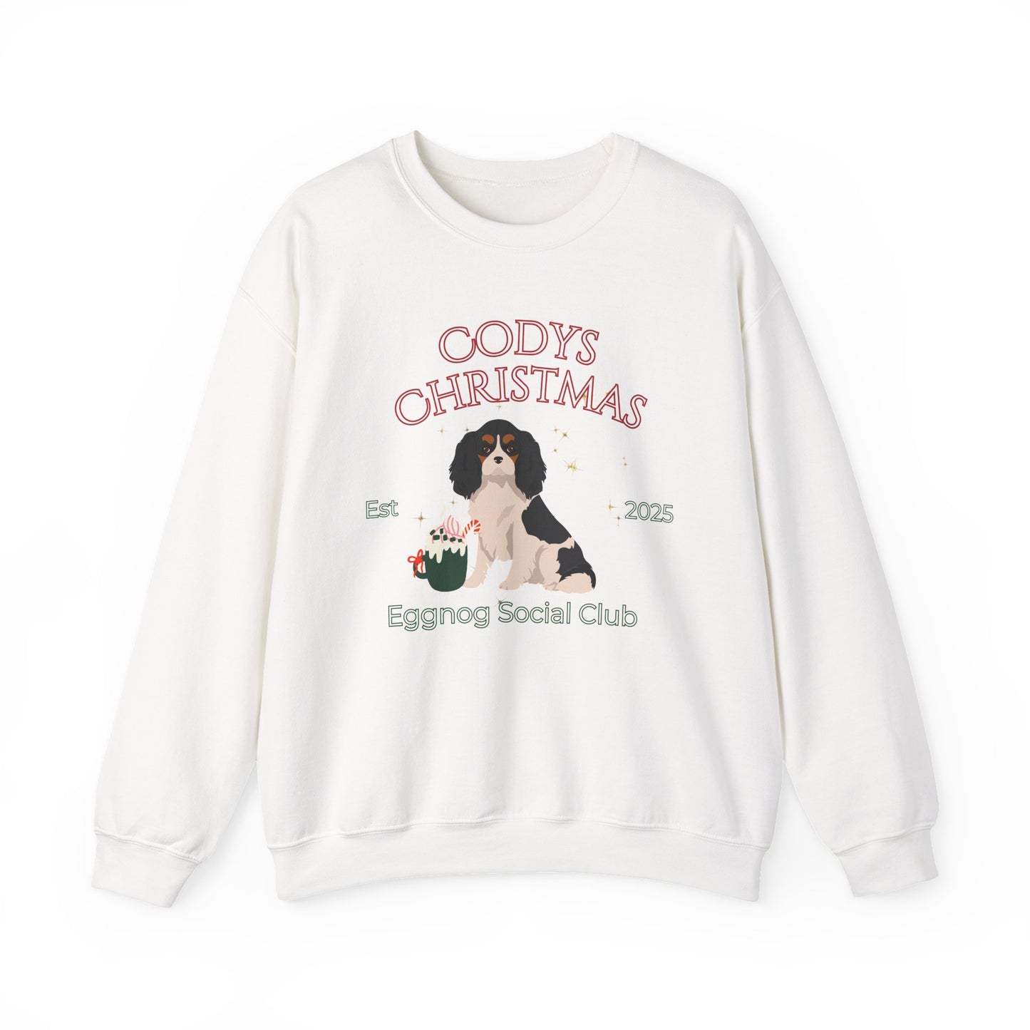 Cavalier King Charles Spaniel Dog Christmas Social Club Unisex Heavy Blend Crewneck Sweatshirt Custom Name