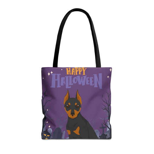 Miniature Pinscher Dog Happy Halloween Tote Bag 16x16