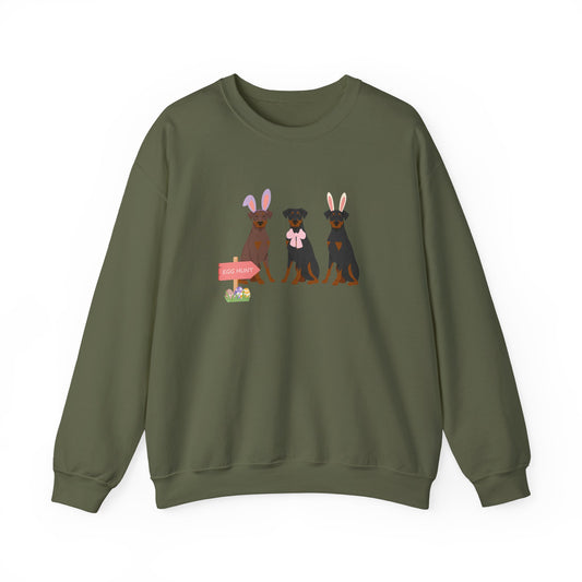Doberman Pinscher Dog Easter Unisex Heavy Blend Crewneck Sweatshirt, easter, Cute Dog Mom Gift