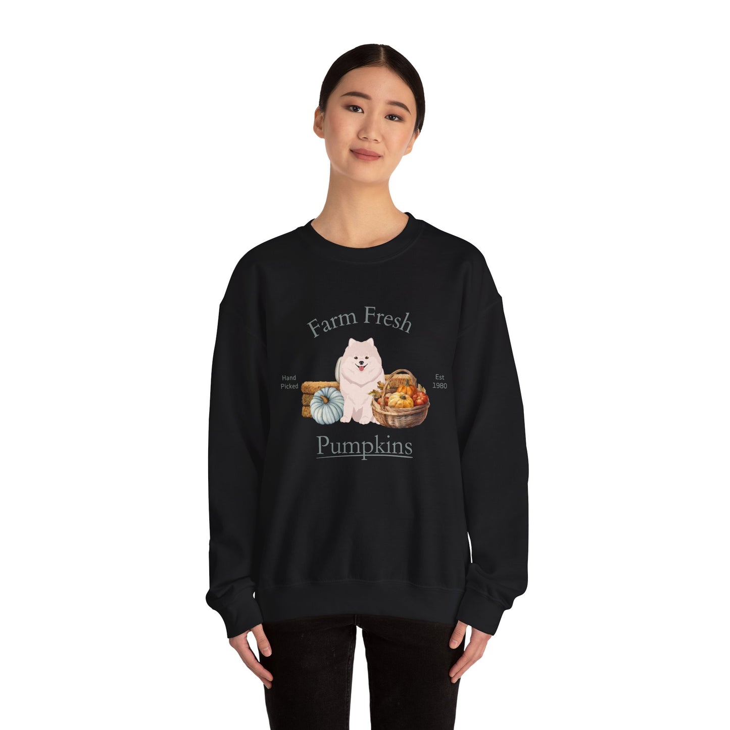 Pomeranian Dog Fall Farm Fresh Unisex Heavy Blend Crewneck Sweatshirt