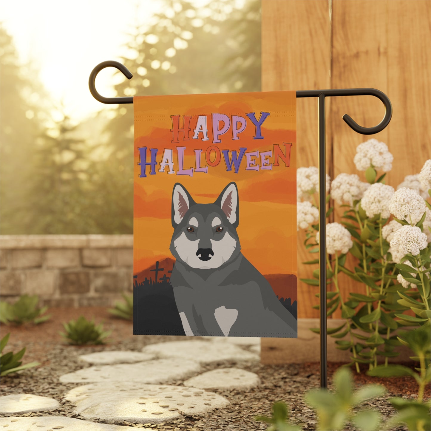 East Siberian Laika Dog Halloween Garden Flag