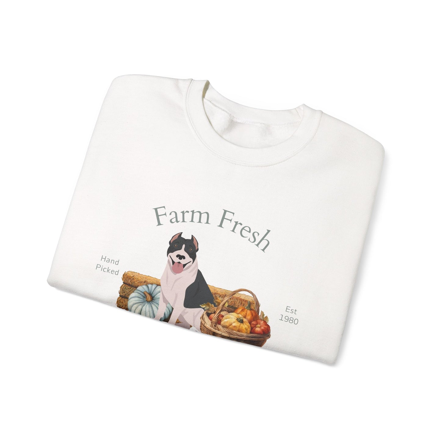 Pit Bull Terrier Dog Fall Farm Fresh Unisex Heavy Blend Crewneck Sweatshirt