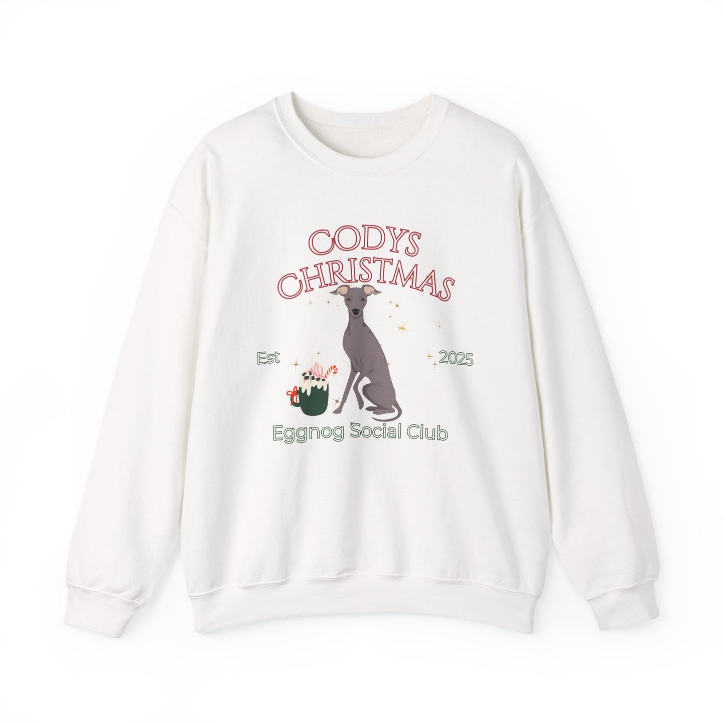 Italian Greyhound Dog Christmas Social Club Unisex Heavy Blend Crewneck Sweatshirt Custom Name
