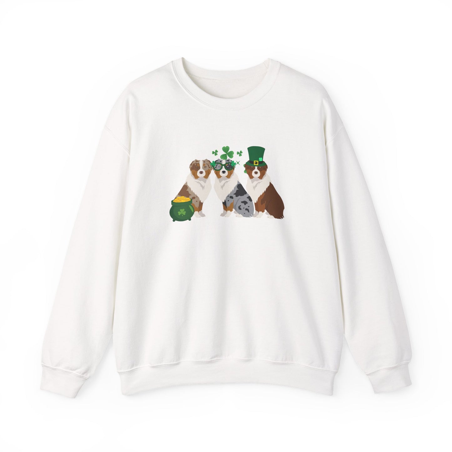 Australian Shepherd Dog St Patricks Day Unisex Heavy Blend Crewneck Sweatshirt, St Pattys day, Cute Dog Mom Gift