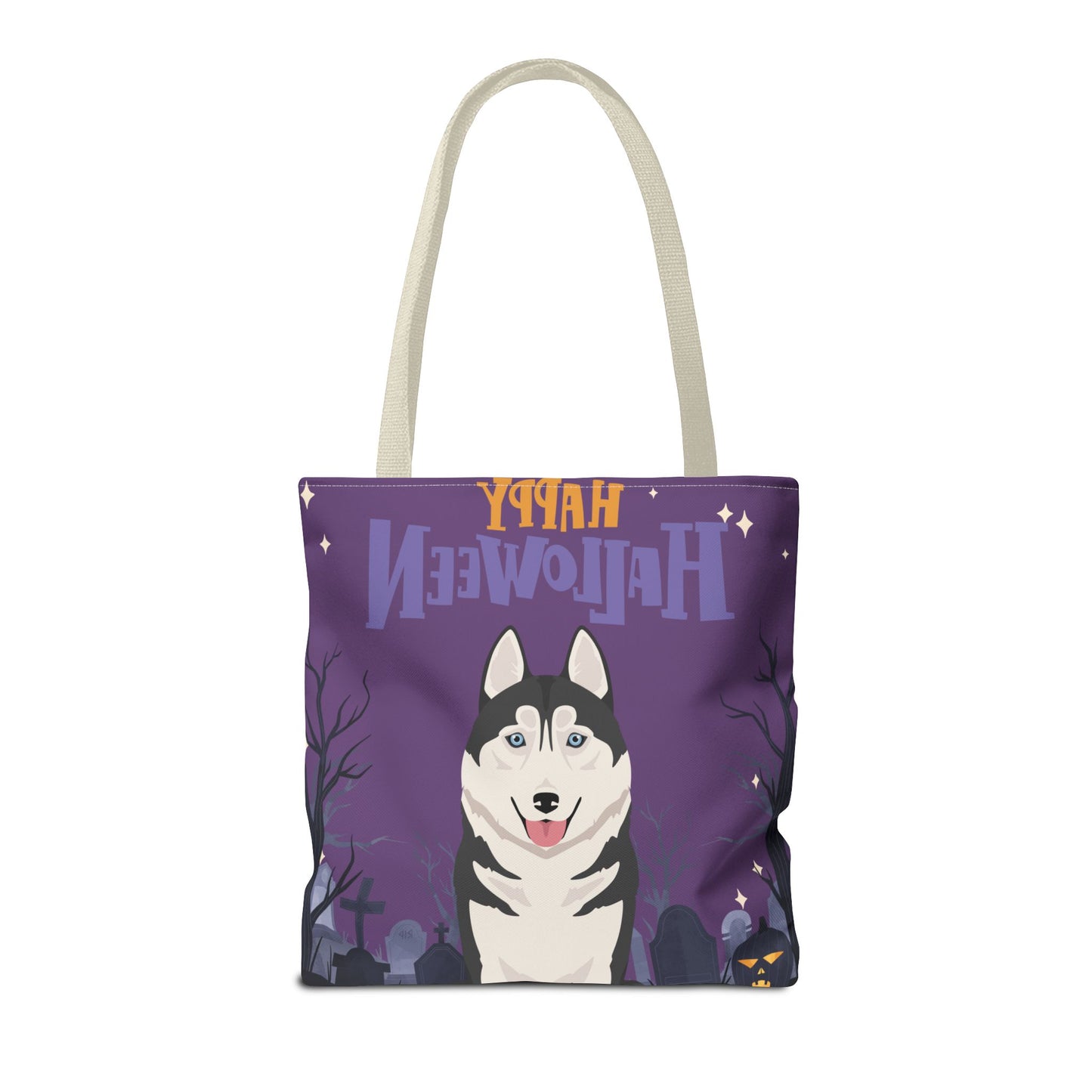 Siberian Husky Dog Happy Halloween Tote Bag 16x16