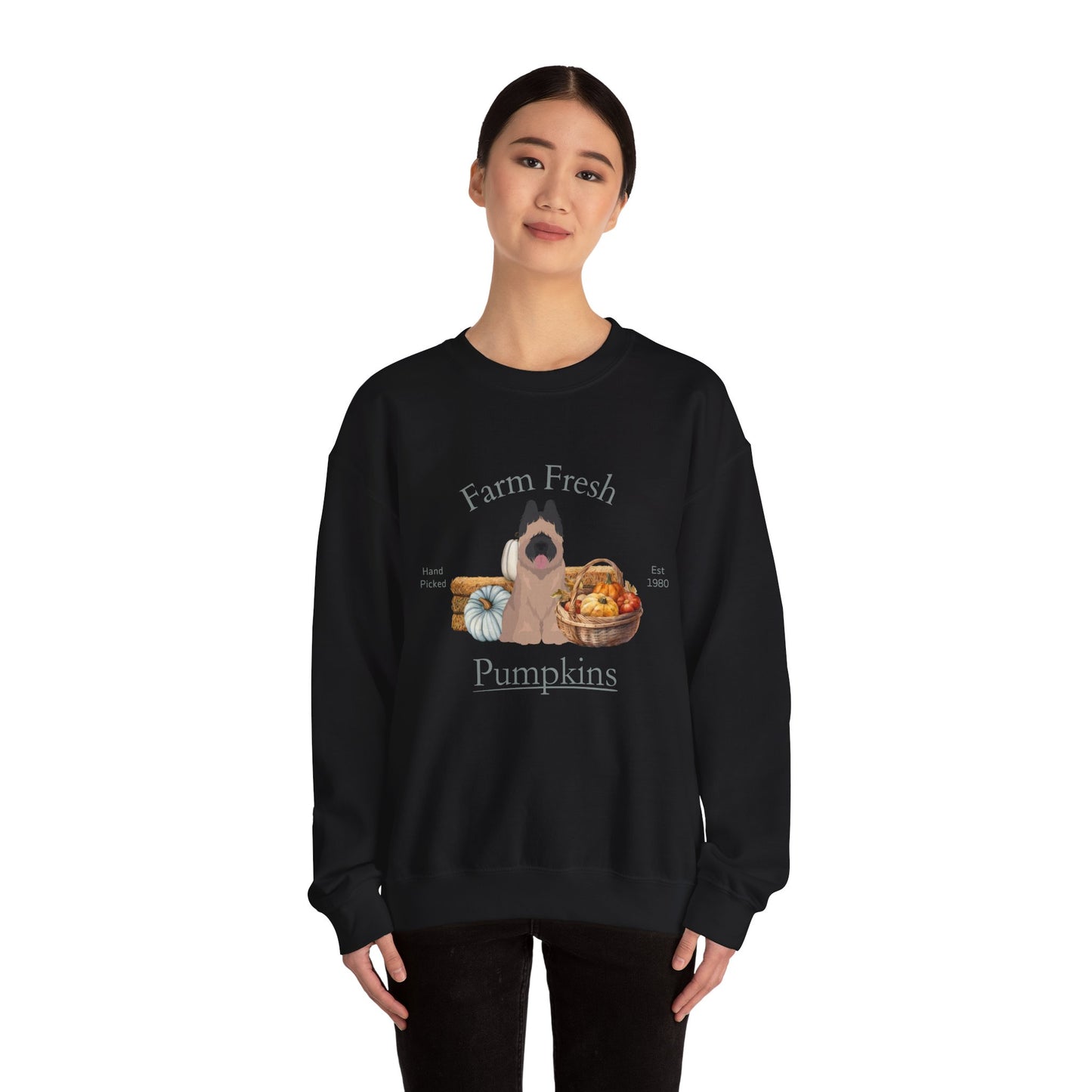 Briard Dog Fall Farm Fresh Unisex Heavy Blend Crewneck Sweatshirt