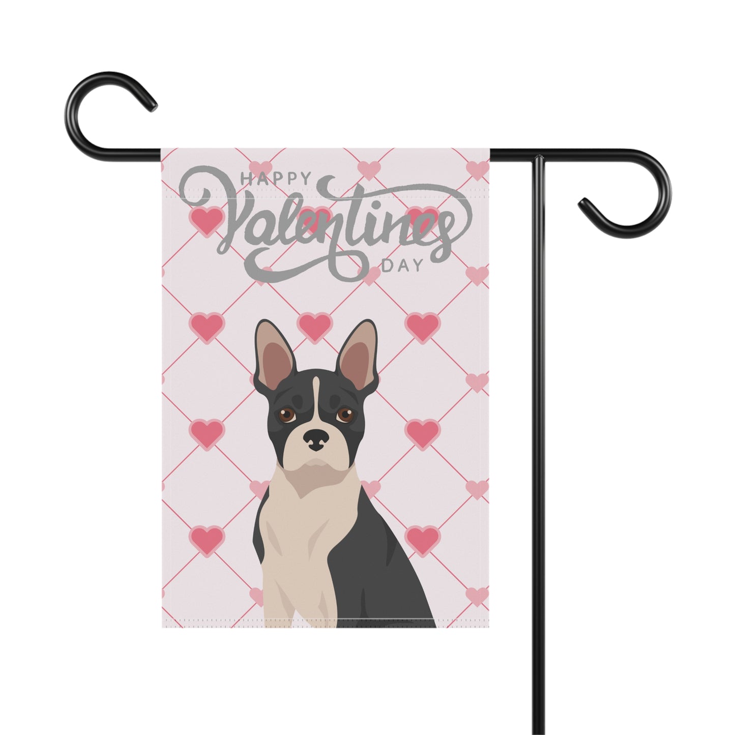 Boston Terrier Dog Valentines Day Garden Flag