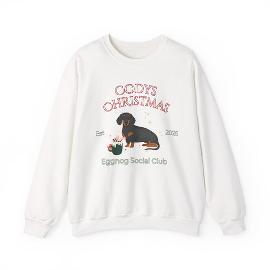 Dachshund Dog Christmas Social Club Unisex Heavy Blend Crewneck Sweatshirt Custom Name