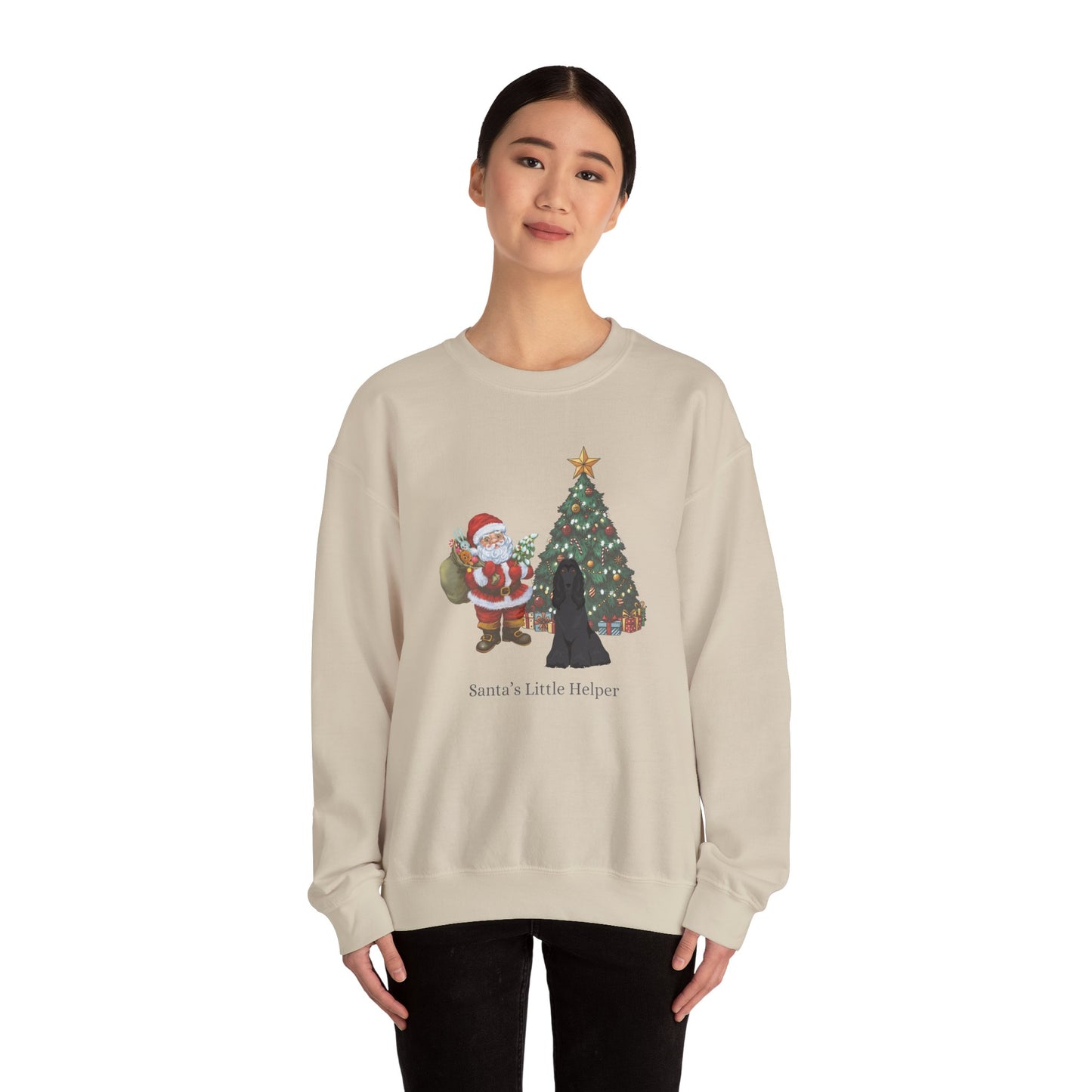 Afghan Hound Dog Santa's Little Helper Unisex Heavy Blend Crewneck Sweatshirt