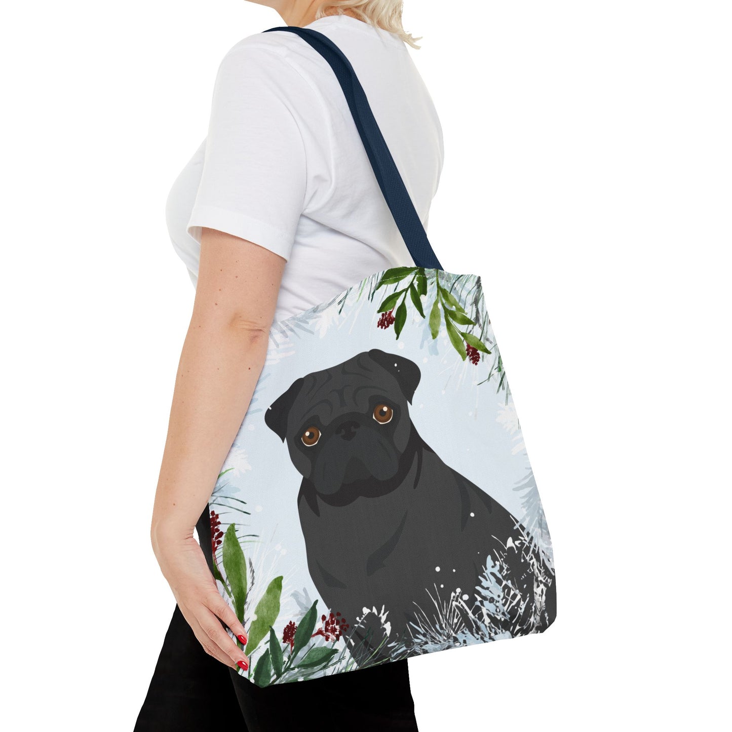 Pug Dog Christmas Holiday Tote Bag 16x16