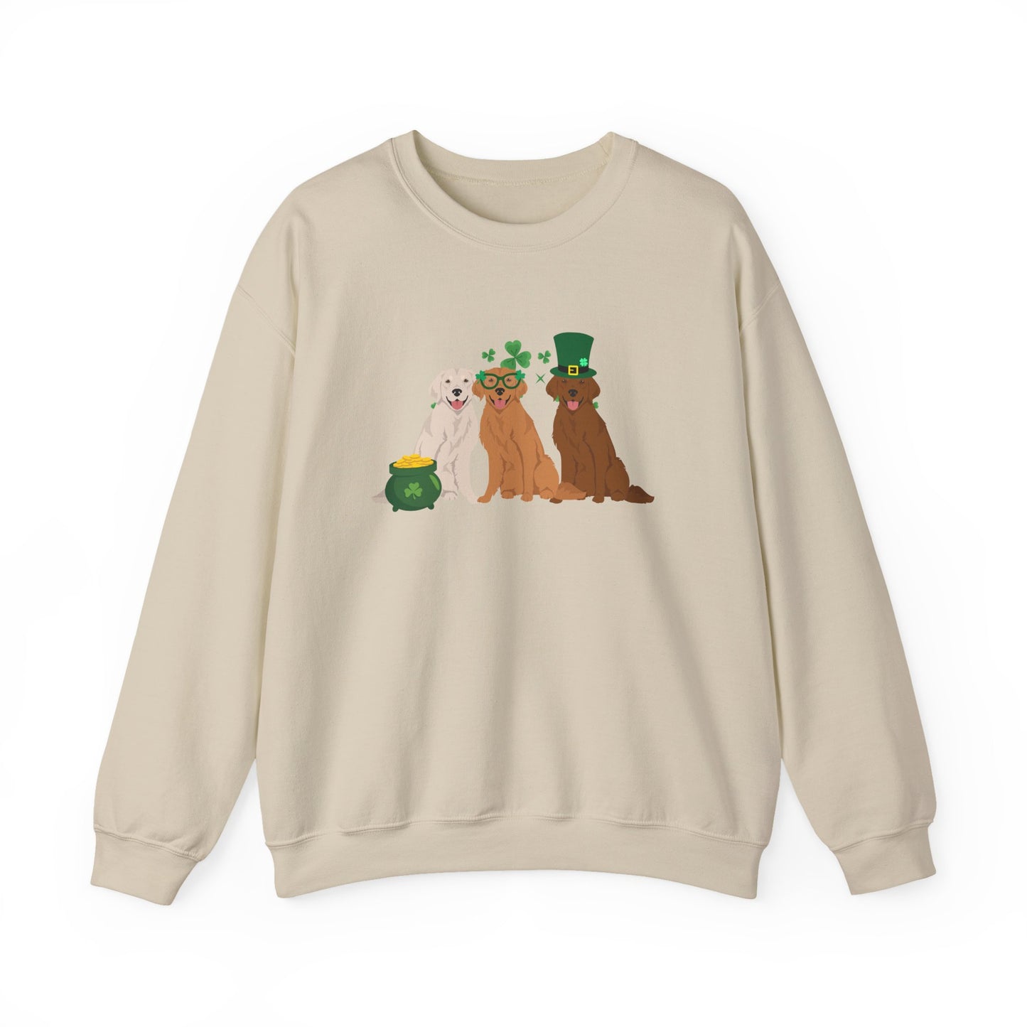 Golden Retriever Dog St Patricks Day Unisex Heavy Blend Crewneck Sweatshirt, St Pattys day, Cute Dog Mom Gift