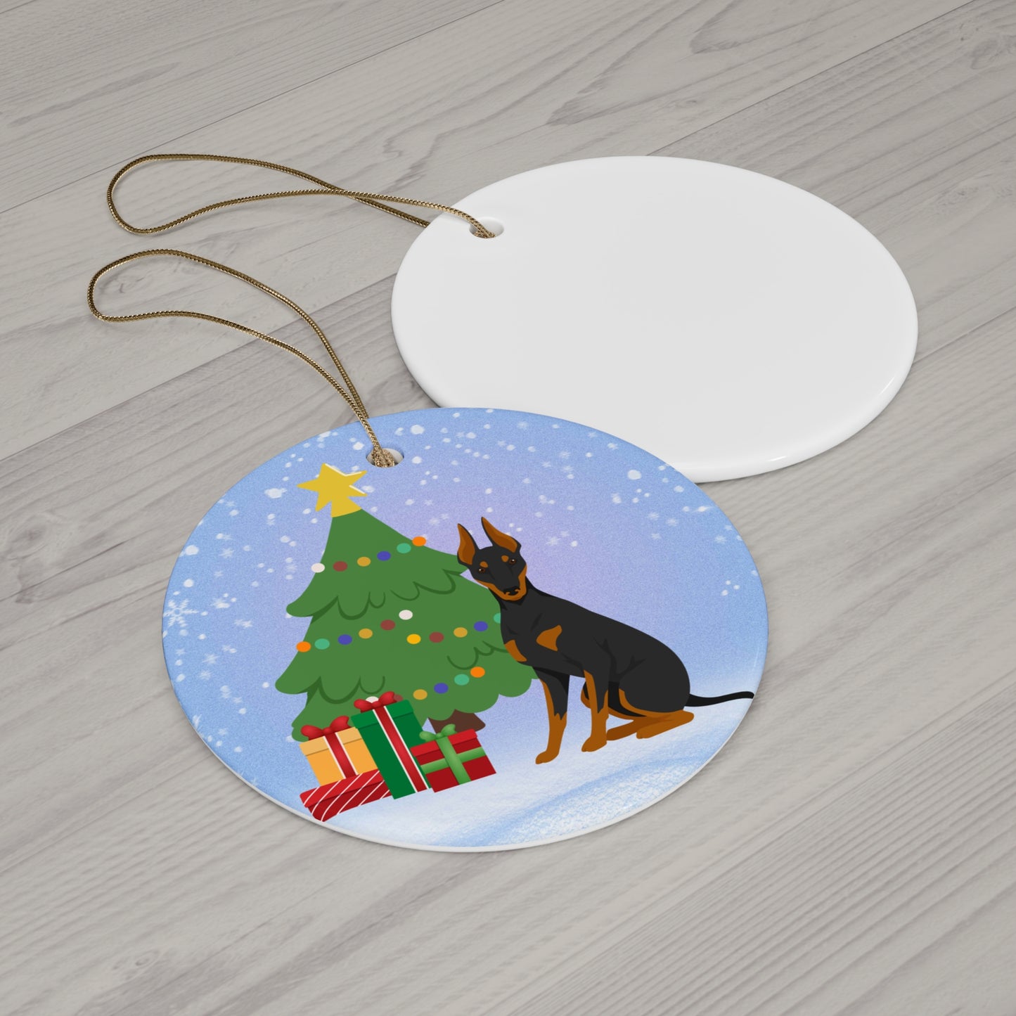 Manchester Terrier Dog Christmas Ceramic Ornament