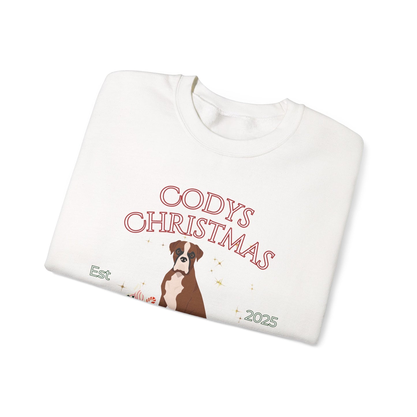 Boxer Dog Christmas Social Club Unisex Heavy Blend Crewneck Sweatshirt Custom Name