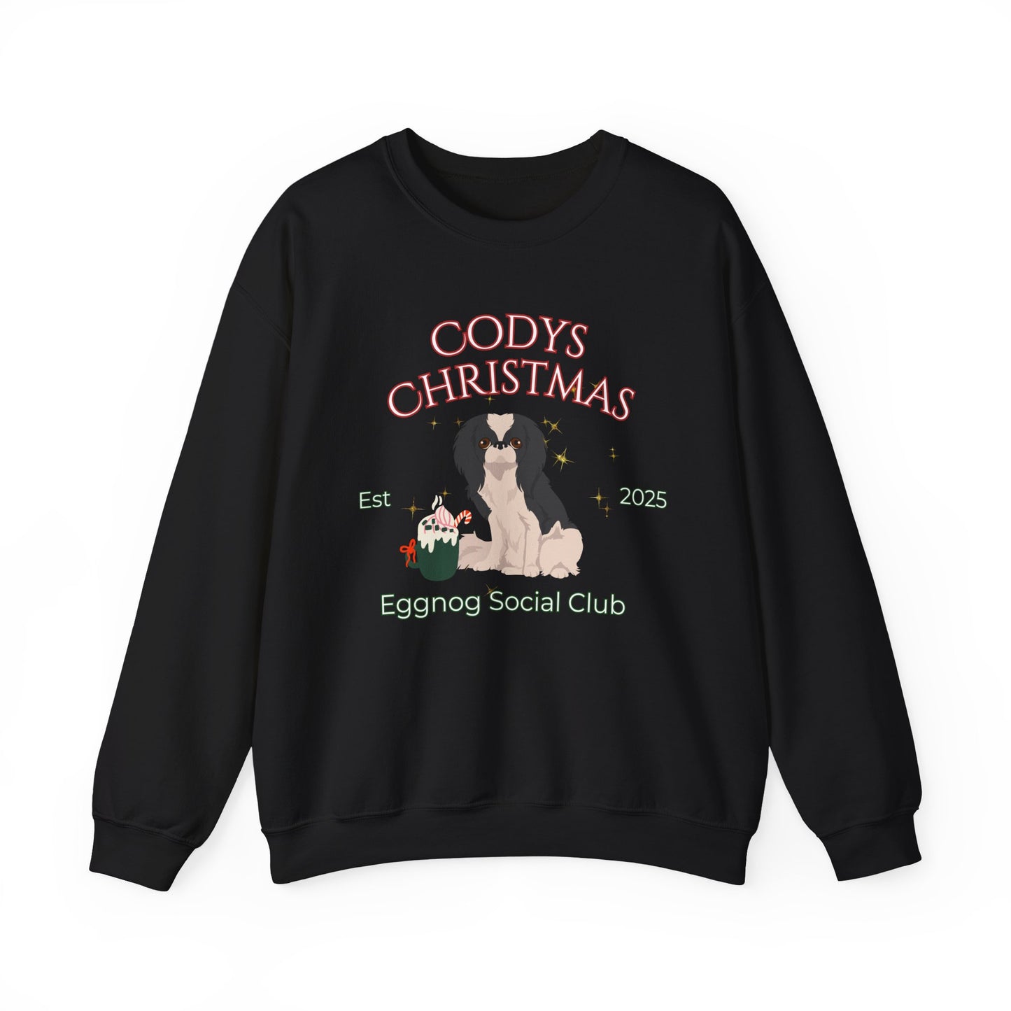Japanese Chin Dog Christmas Social Club Unisex Heavy Blend Crewneck Sweatshirt Custom Name