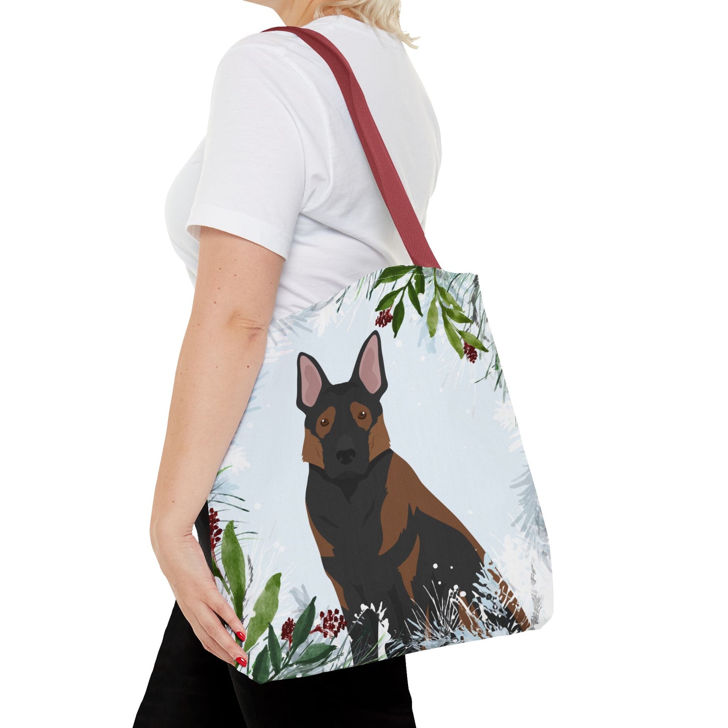 German Shepherd Dog Christmas Holiday Tote Bag 16x16