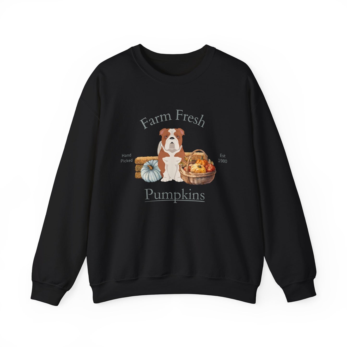 Bulldog Dog Fall Farm Fresh Unisex Heavy Blend Crewneck Sweatshirt