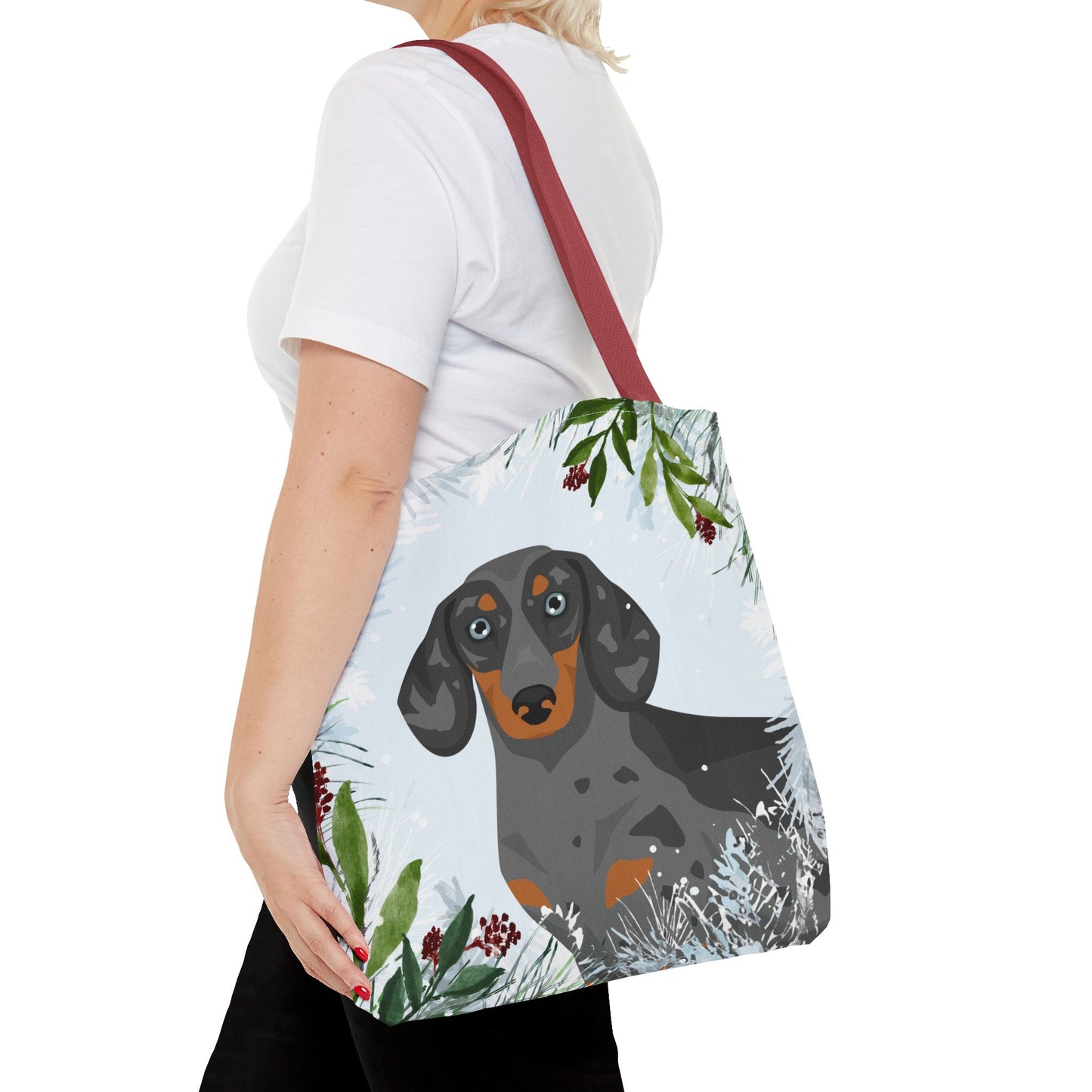 Dachshund Dog Christmas Holiday Tote Bag 16x16