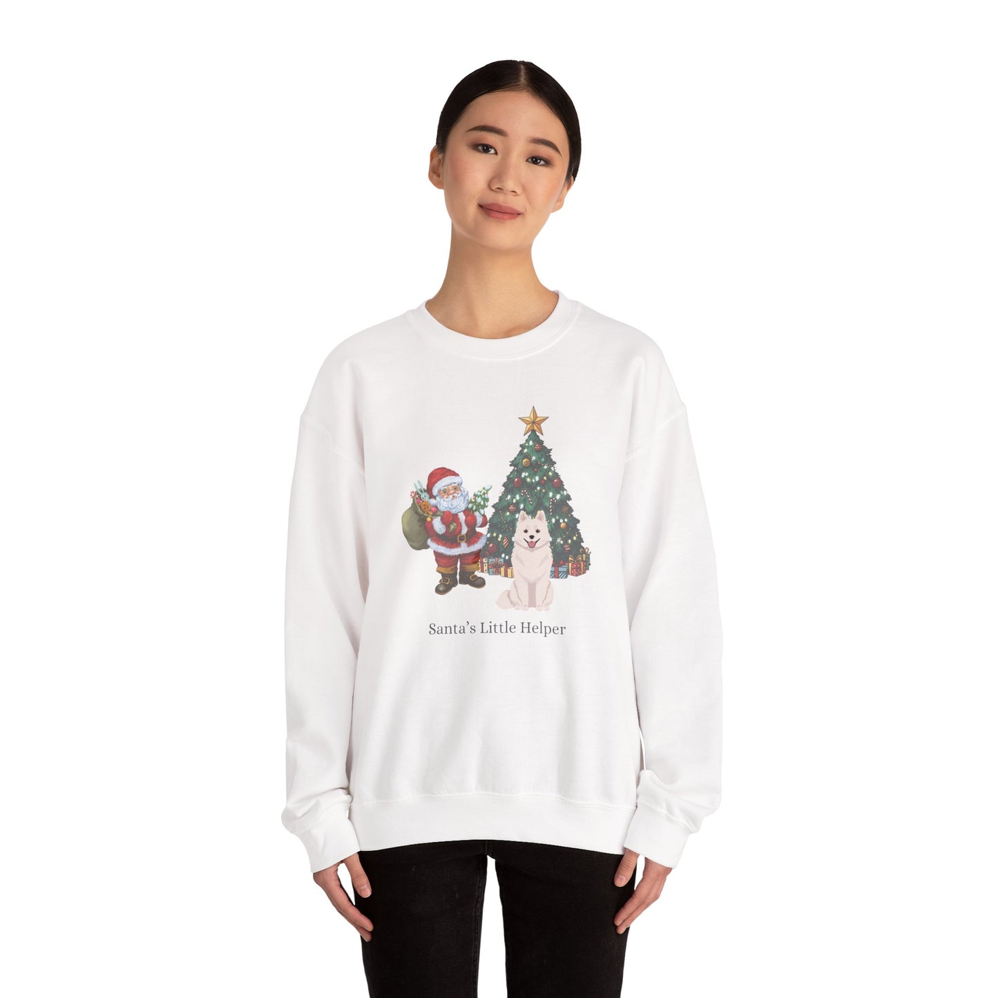 American Eskimo Dog Santa's Little Helper Unisex Heavy Blend Crewneck Sweatshirt