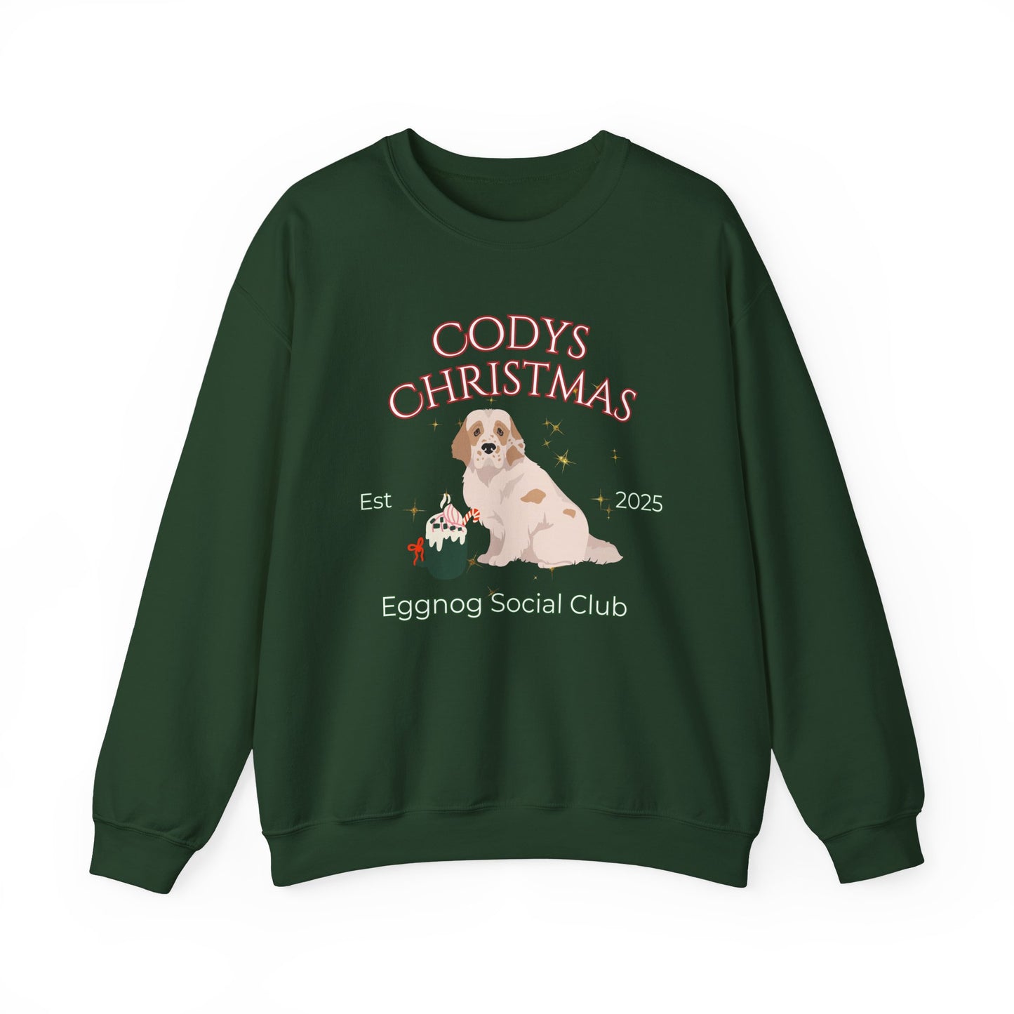 Clumber Spaniel Dog Christmas Social Club Unisex Heavy Blend Crewneck Sweatshirt Custom Name
