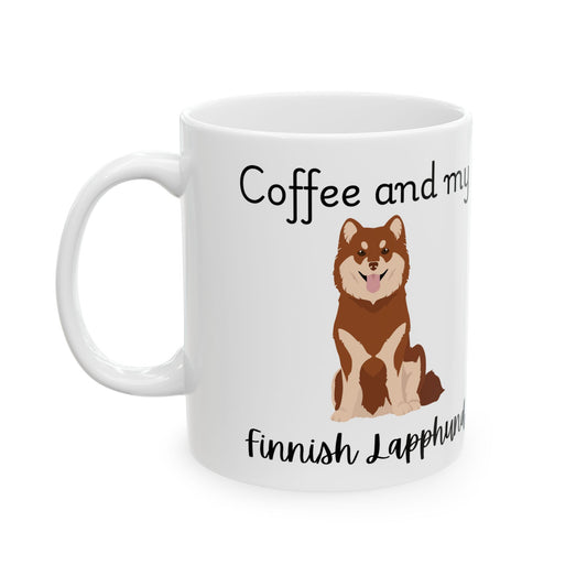 Coffee and My Finnish Lapphund Ceramic Mug | Dog Lover Gift, Pet Owner Cup, Cute Mug for Dog Moms, Funny Mug for Coffee Lovers