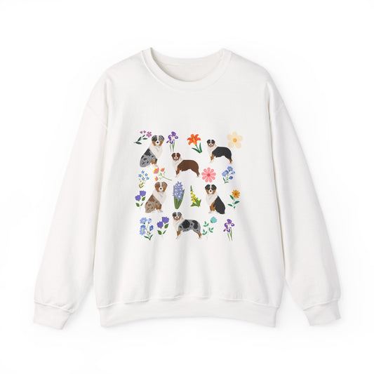 Australian Shepherd Dog Unisex Spring Cottage Core Crewneck Sweatshirt