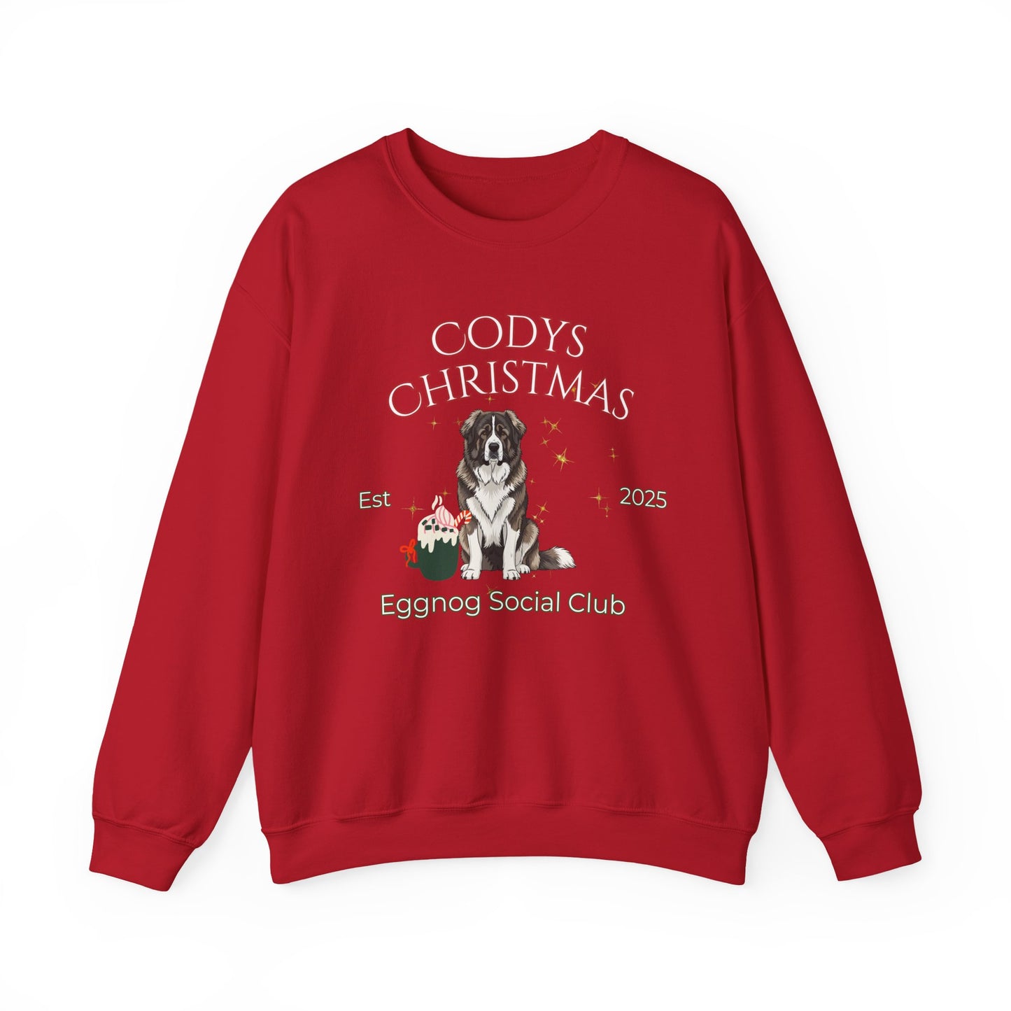 Caucasian Shepherd Dog Christmas Social Club Unisex Heavy Blend Crewneck Sweatshirt Custom Name