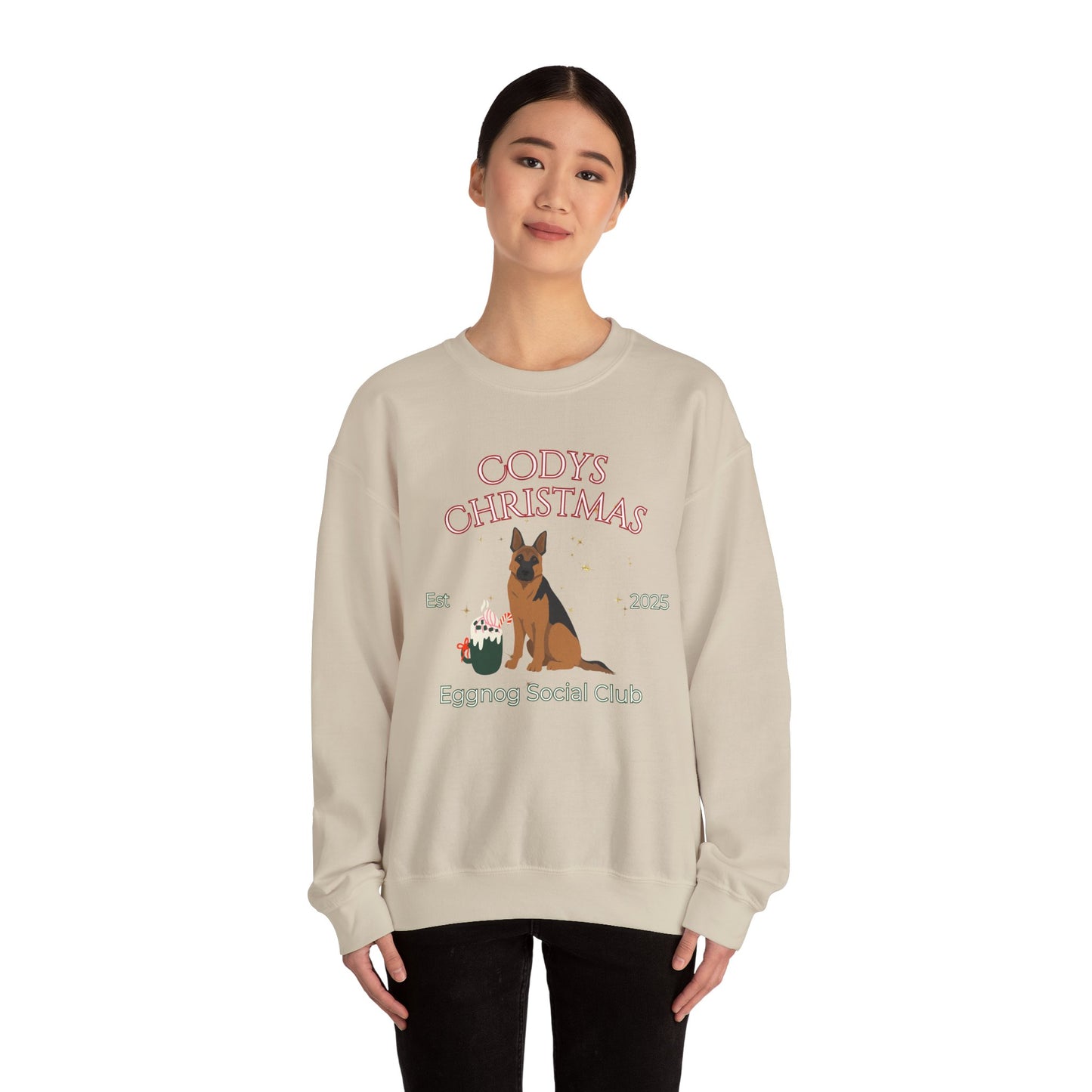 German Shepherd Dog Christmas Social Club Unisex Heavy Blend Crewneck Sweatshirt Custom Name