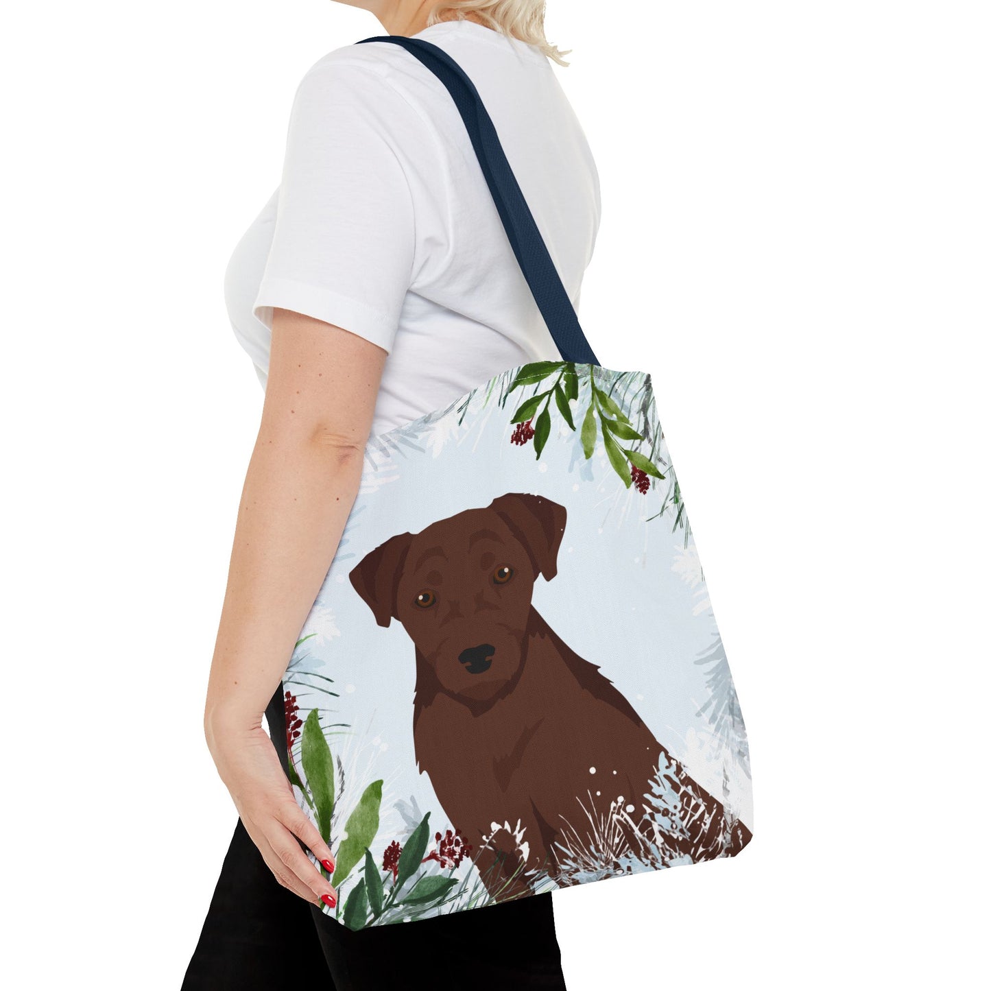 Patterdale Terrier Dog Christmas Holiday Tote Bag 16x16